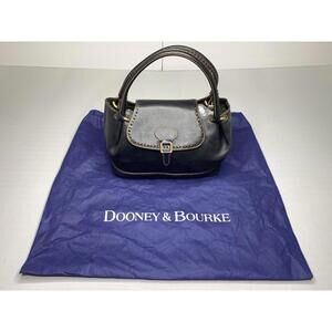 Dooney Bourke Black Florentine Leather Flap Dome Satchel Bag P145